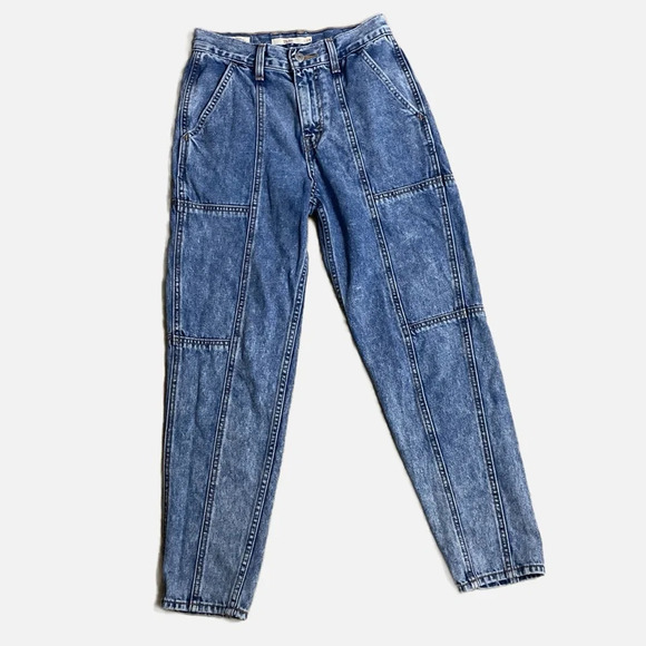 Levi’s Premium Mom Jean Size 24 Blue Faded Wash High Waisted Seam Details - Picture 11 of 11